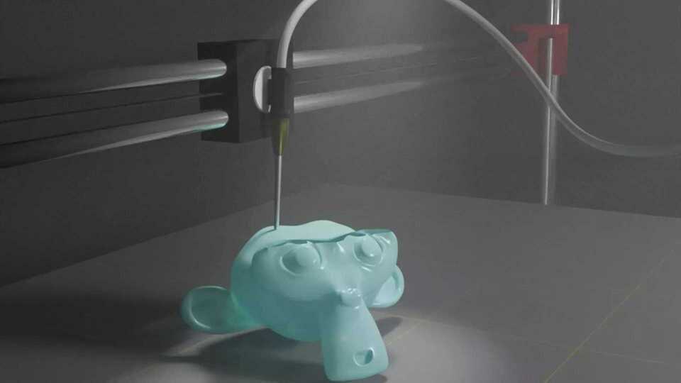 Affenkopf wird in einem 3D-Drucker gedruckt